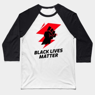 Black Lives Matter Raised Fist Red Lightning Baseball T-Shirt